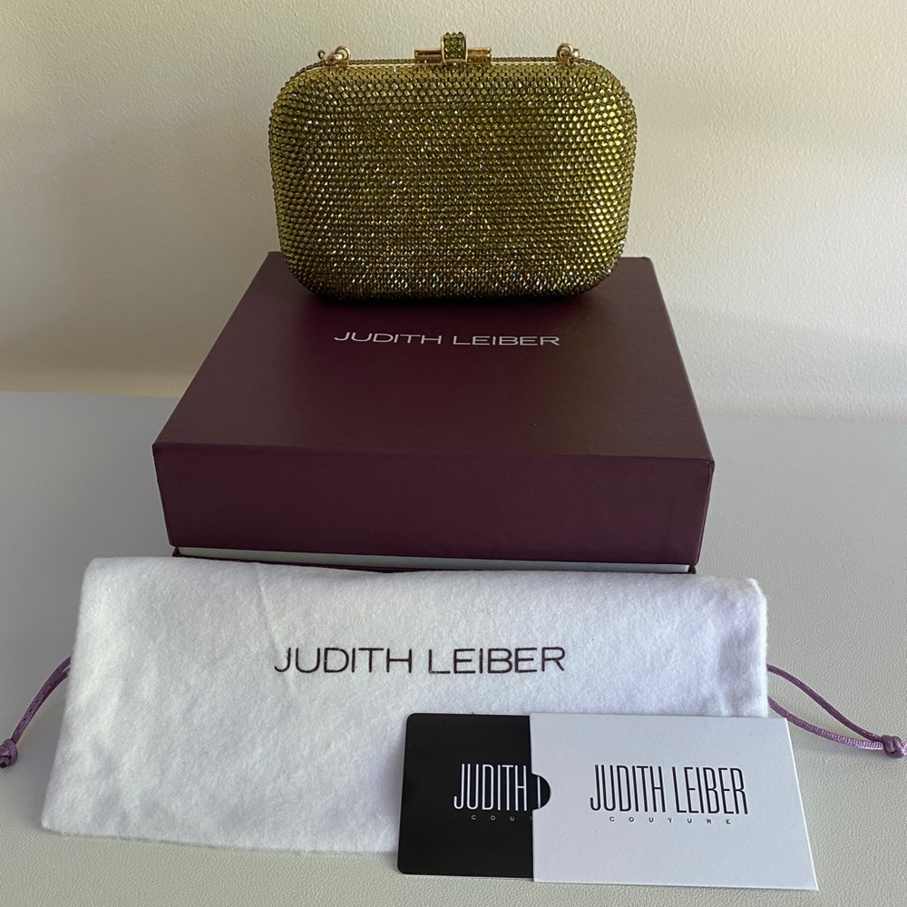 Judith Leiber Moss Green Couture Crystal Slide-Lock Bag NEW - Picture 14 of 16